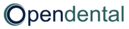 Opendental logo featuring the word 'Opendental' in a modern, sans-serif font with a gradient color scheme transitioning from dark blue to teal