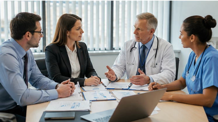 Professionals AR management services discussion in New Jersey helping healthcare providers improve collections and reduce payment delays.