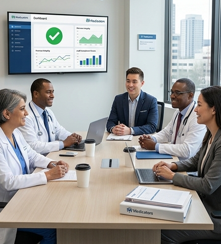 Internal medicine billing audit team reviewing physician claims, identifying coding inconsistencies, and correcting revenue cycle errors.