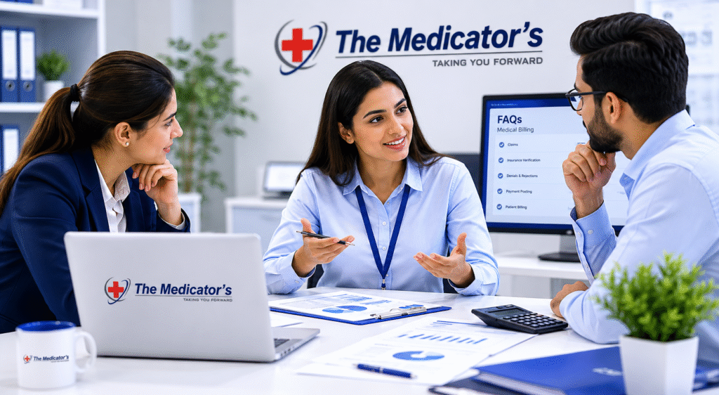 At The Medicator's office professionals reviewing how to optmize reveneue for practices for Medical Billing Services Help Illinois
