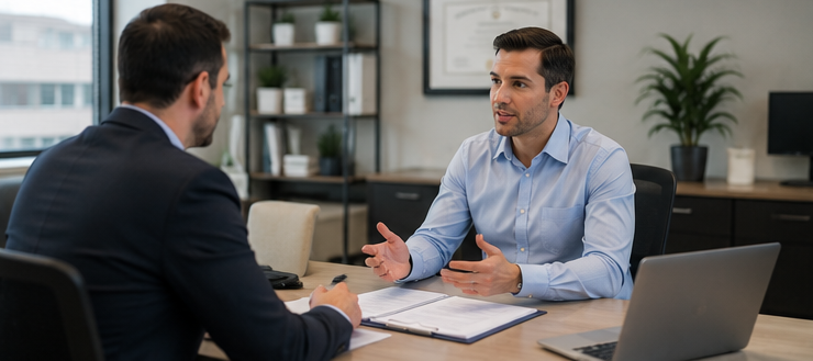 Pain management billing specialists reviewing procedure claims and reimbursement reports in a healthcare office.