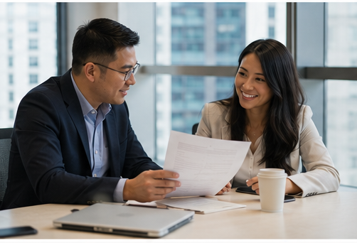 Urgent care billing specialists reviewing claims, coding reports, and revenue cycle performance in a healthcare office.