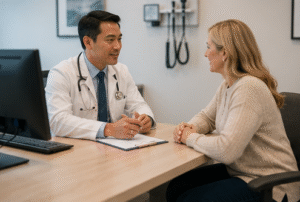 Healthcare revenue cycle manager reviewing medical billing costs, claim reports, and financial performance metrics for a growing medical practice.