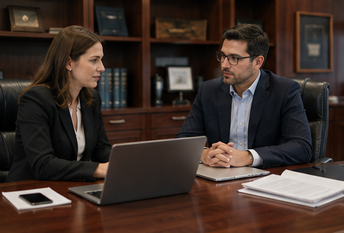 Pain management specialist discussing insurance coverage, procedure authorization requirements, and medical billing with a patient before treatment.