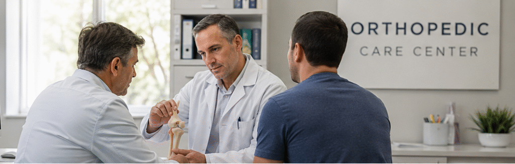 Orthopedic billing specialists discussing claim management, coding accuracy, and reimbursement strategies in a professional Florida healthcare office.