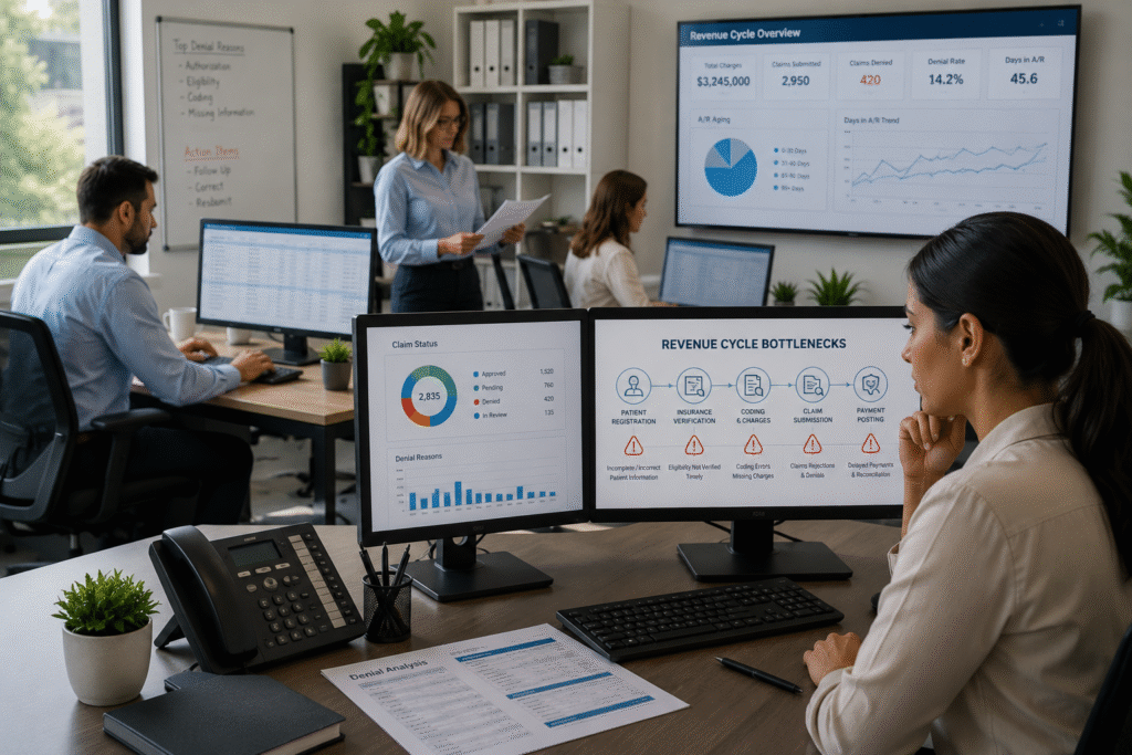 Revenue Cycle Bottlenecks affecting healthcare practice billing and cash flow