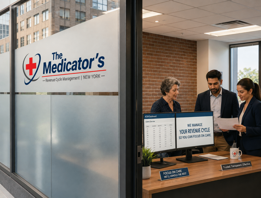 Revenue cycle management team reviewing New York healthcare billing performance