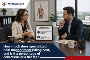How much does specialized pain management billing cost, and is it a percentage of collections or a flat fee?