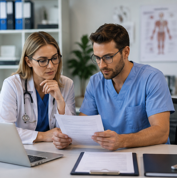 Urgent care RCM team managing claims and accounts receivable
