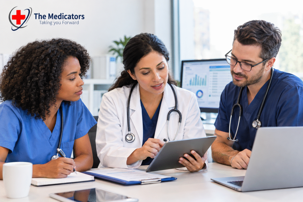 Medical team preparing for value-based care through collaborative healthcare planning and data review