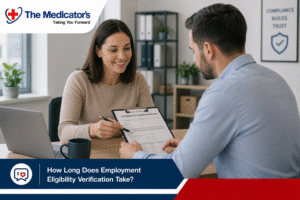 How Long Does Employment Eligibility Verification Take? Understanding the I-9 Timeline For a healthcare practice hiring a physician, nurse, medical coder, biller, or office manager, the process generally has two parts: Employee: Completes and signs Section 1 no later than the first day of employment. Employer or authorized representative: Reviews acceptable, original documentation and completes Section 2 within three business days after the employee starts work. If the employee will work for fewer than three business days, Section 2 must be completed on the first day. The actual document review may be completed during a short appointment when the employee has the required documentation available. The important point is that the verification should not be delayed simply because the appointment itself is brief. What Can Cause Delays? Common problems include: Missing or unacceptable documentation Incorrect information entered on Form I-9 Employee and employer failing to complete their sections on time Remote verification procedures not being handled correctly Additional action being required after an E-Verify result E-Verify can provide an electronic employment eligibility result, but a case may sometimes require further action rather than producing an immediate final result. Why This Matters in Healthcare Employment verification is separate from Credentialing and medical revenue cycle work. A clinic may complete Form I-9 correctly but still need provider credentialing, payer enrollment, CPT and ICD-10 coding controls, Eligibility Verification, Prior Authorization, and other RCM processes before a clinician can participate fully in the practice's billing workflow. The Medicator’s helps healthcare organizations strengthen operational processes through medical billing and RCM support, allowing administrative teams to focus on compliance and patient care. Quick Example If a physician starts work on Monday, the employer generally has until Thursday to complete Section 2. USCIS specifically provides this Monday-to-Thursday example in its Form I-9 instructions. Need help keeping healthcare administrative processes organized? The Medicator’s can help practices coordinate billing, credentialing, and revenue cycle workflows while keeping key compliance responsibilities visible.