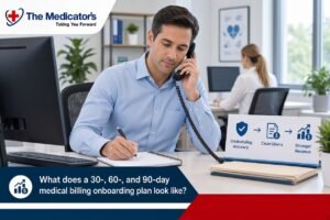What does a 30-, 60-, and 90-day medical billing onboarding plan look like?