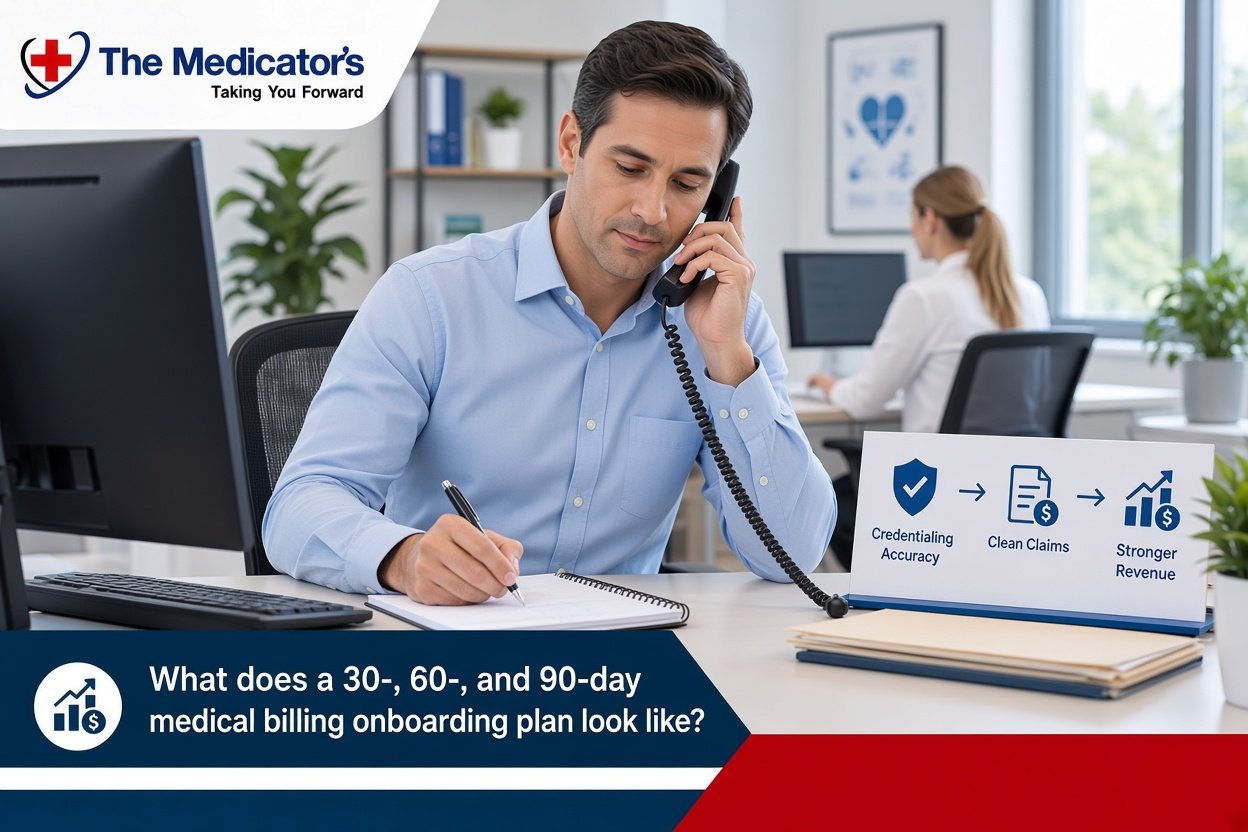 What does a 30-, 60-, and 90-day medical billing onboarding plan look like?