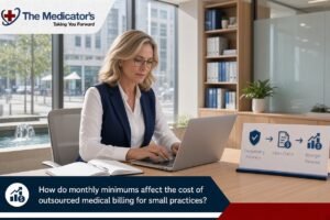 How do monthly minimums affect the cost of outsourced medical billing for small practices?