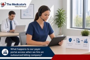 What happens to our payer portal access when we hire an outsourced billing company?