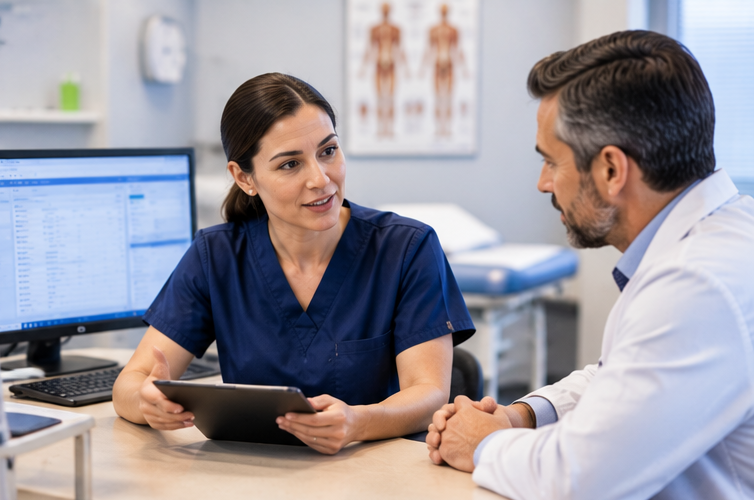 Pain management billing specialists reviewing procedure claims in San Diego