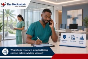 What should I review in a medical billing contract before switching vendors?